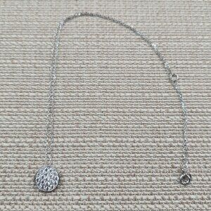 18 Inch Sterling Silver Cubic Zirconia Small Circle Pendant Necklace A6366